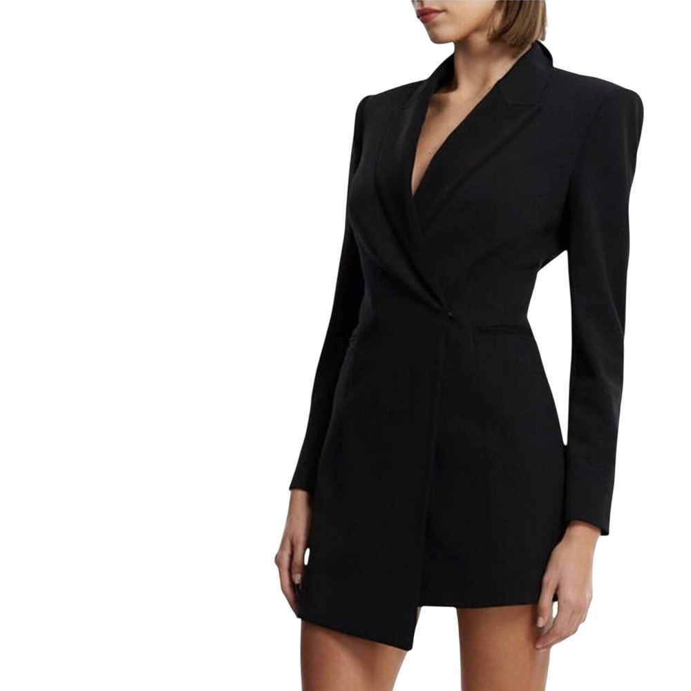 Charlotte Russe Womens Black Blazer Dress Long Sleeve Wrap Asymmetric 41175W5015